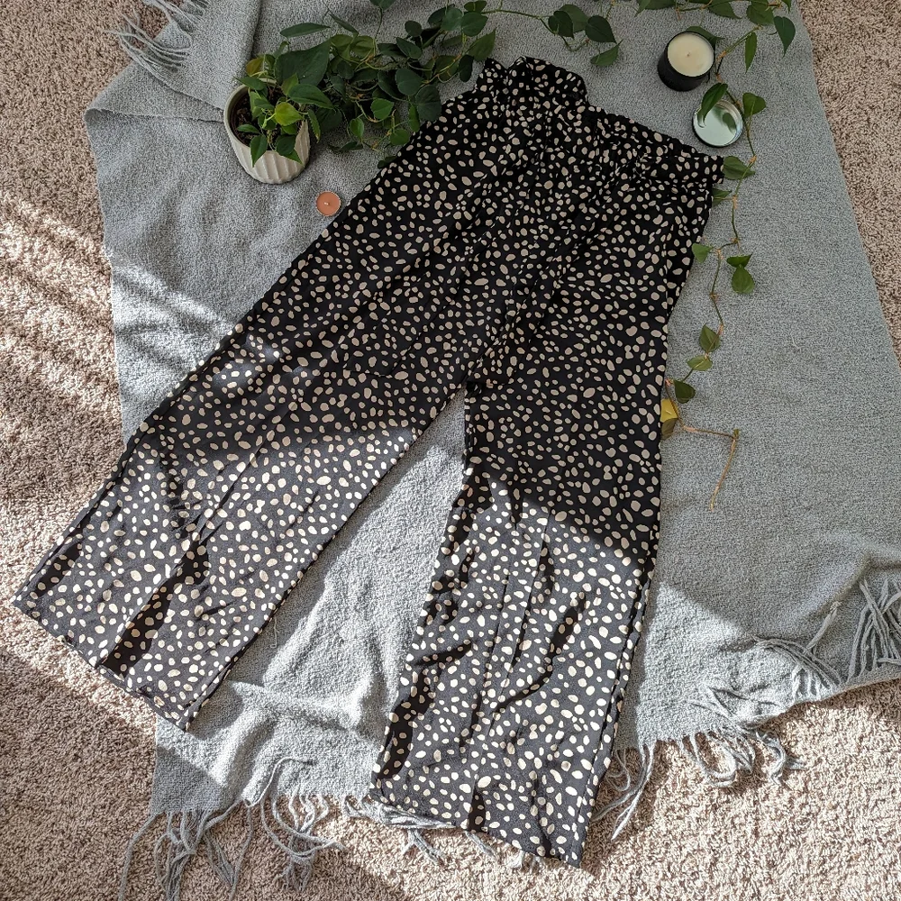 Francesca's Pants High Waist Wide Leg Elastic Belt Size L Blue - Picture 10 of 11